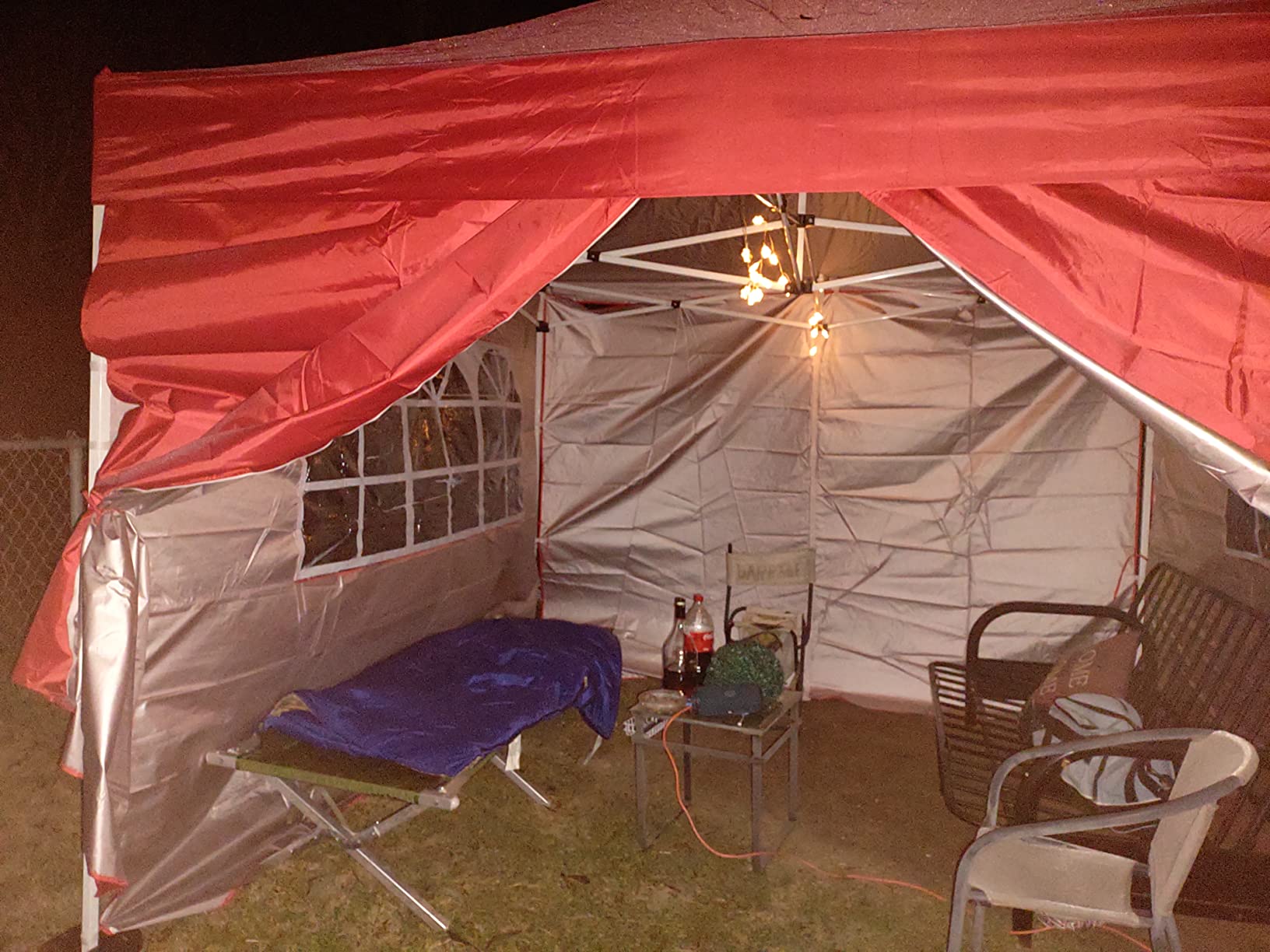 GDY 10x10 Pop Up Canopy Tent with 4 Sidewalls, Easy Set up, Outdoor Silver Coated Beach Gazebos, Carpas with 4 Sandbags, for Pool, Events, Parties, and Camping, Gray. customer photo 2