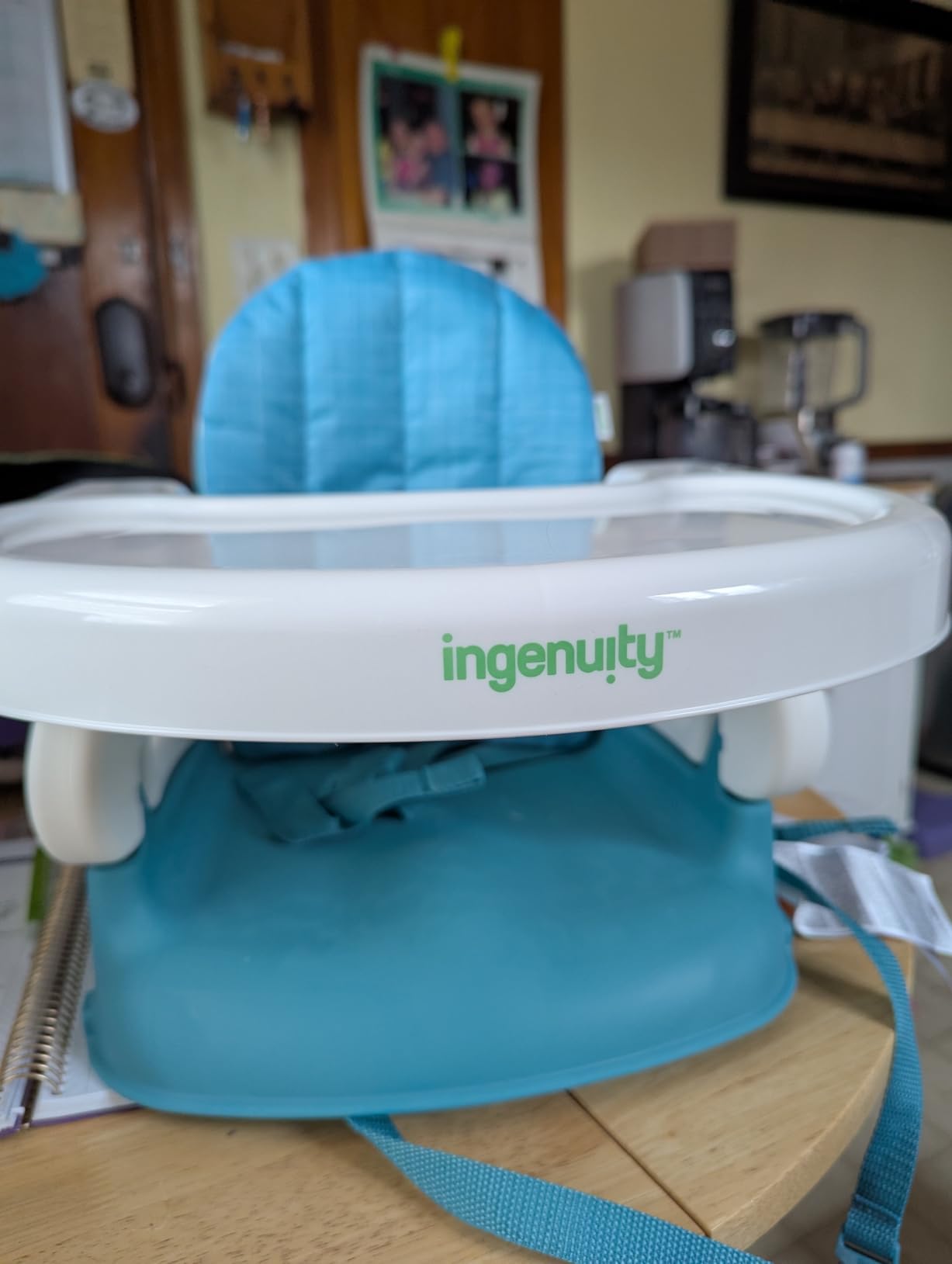 Ingenuity Deluxe Comfort Booster Seat for Kitchen Chair, Compact Fold, Portable, Lightweight, Toddler Booster Seat for Dining Table, from 6 Months to 3 Years – Grey customer photo 1
