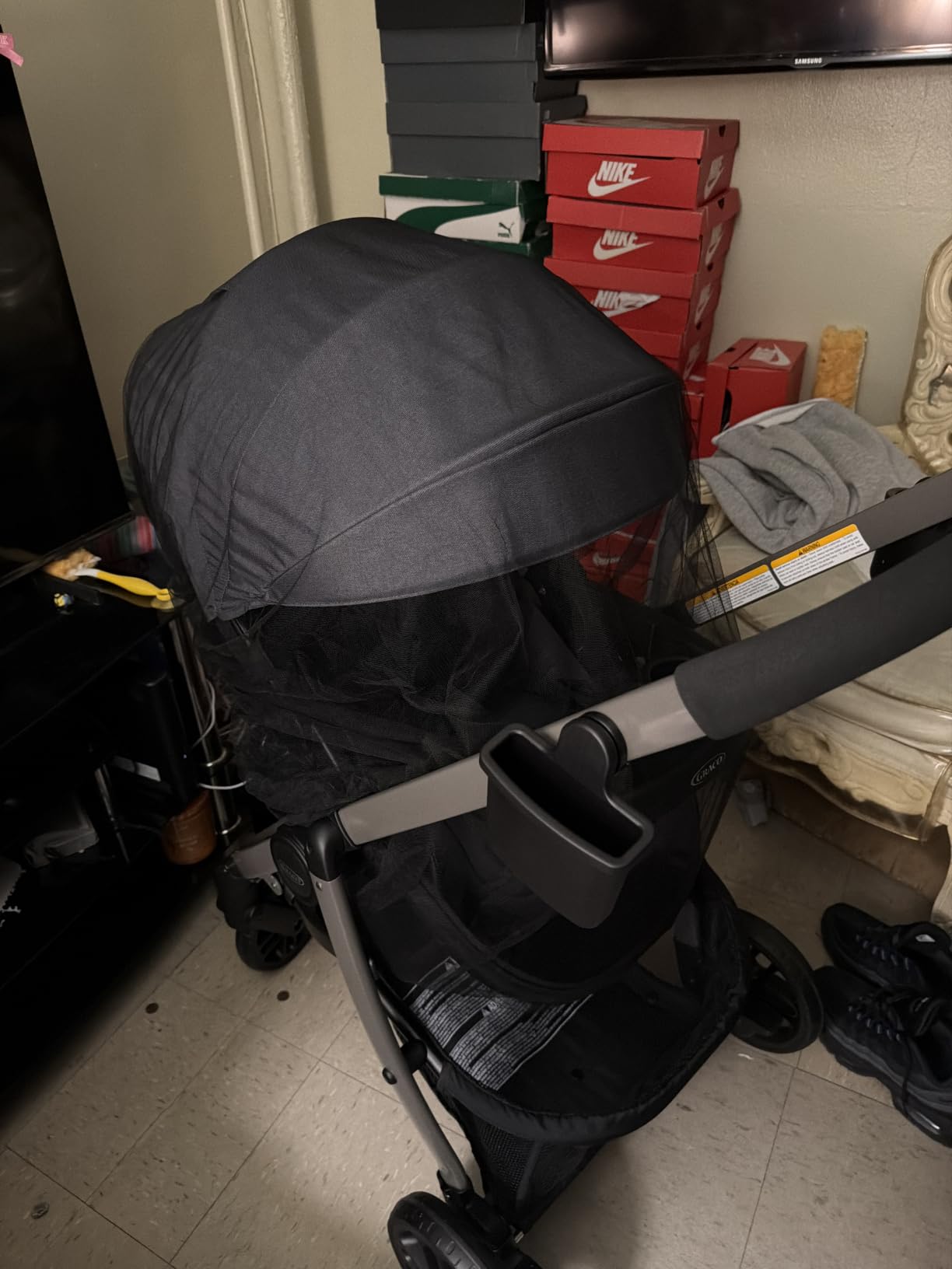 Graco Modes Pramette Travel System, Car Seat and Stroller Combo, Includes SnugRide LX Infant Car Seat and Baby Stroller with True Pram Mode, Reversible Seat, One Hand Fold, Extra Storage, Lilac Mod customer photo 2