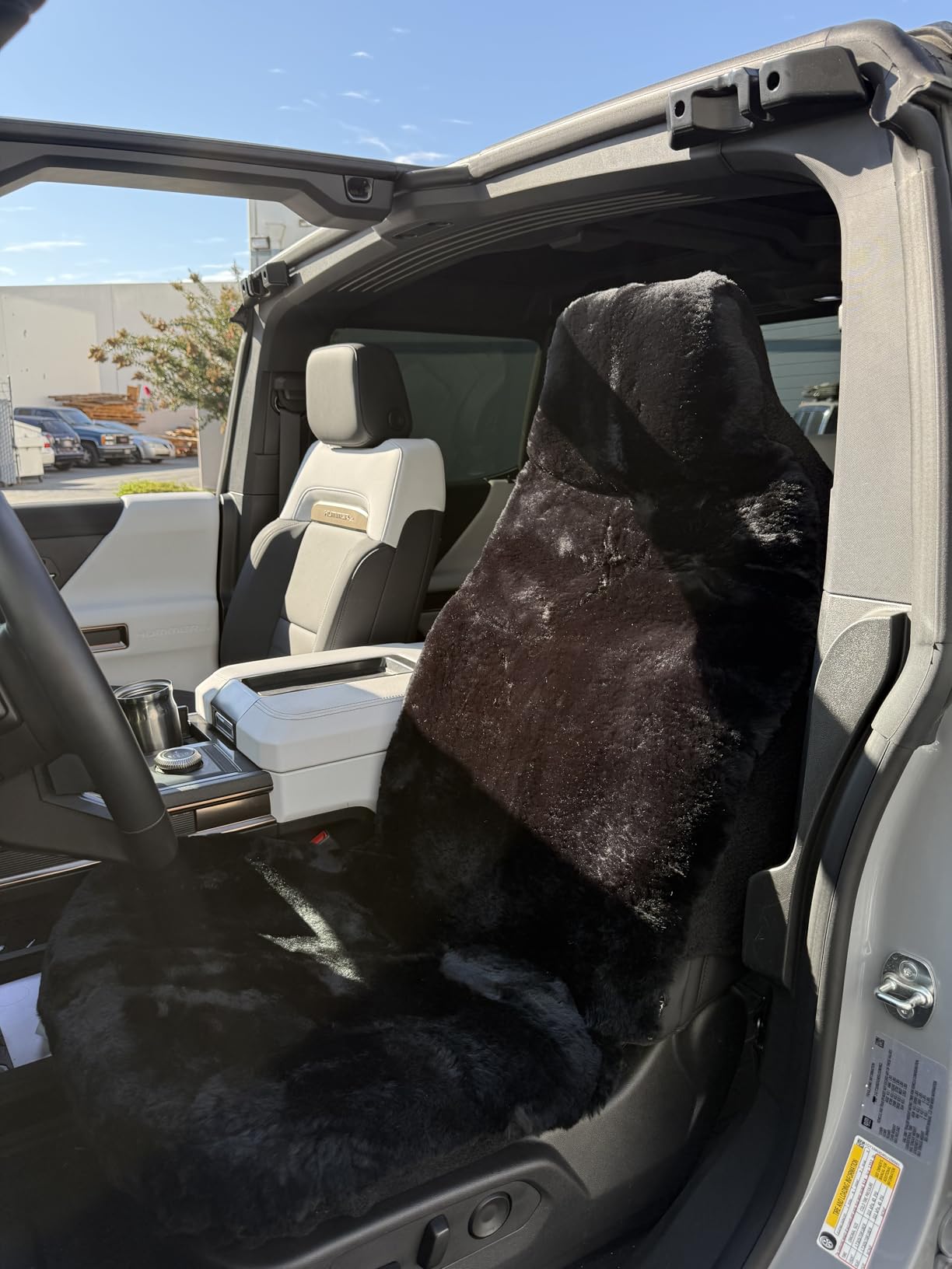 Aegis Cover Sheepskin Car Seat Cover Genuine Australian Merino Wool Front Seat Cover Luxury Dense Pelt Universal Fit for Most SUVs, Trucks, Bucket-Style, 54 X 22 Inches (CS-Black) customer photo 1
