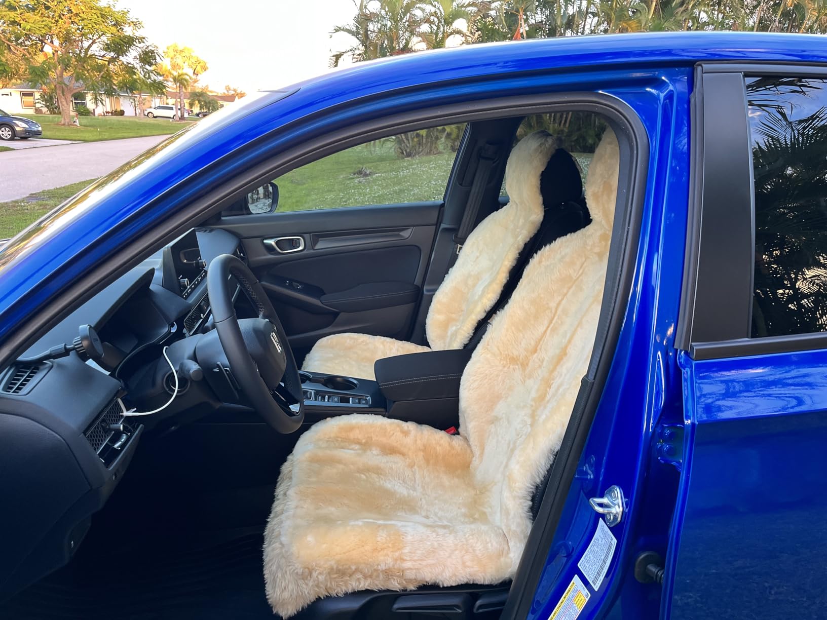 Aegis Cover Sheepskin Car Seat Cover Genuine Australian Merino Wool Front Seat Cover Luxury Dense Pelt Universal Fit for Most SUVs, Trucks, Bucket-Style, 54 X 22 Inches (CS-Black) customer photo 2
