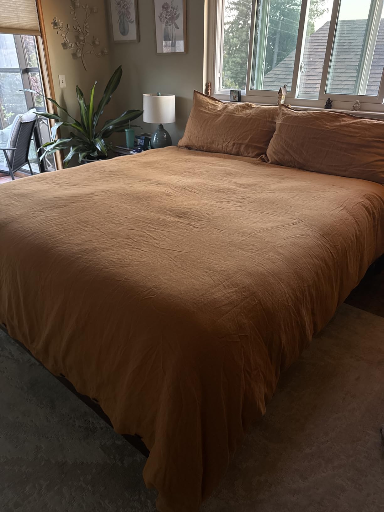 ATLINIA 100% Flax Linen Duvet Cover Set - Stone Washed Pure French Linen Organic Fabric for Farmhouse Comforter Boho Bedding Included 1 Duvet Cover 2 Pillow Shams(Natural, Queen) customer photo 2
