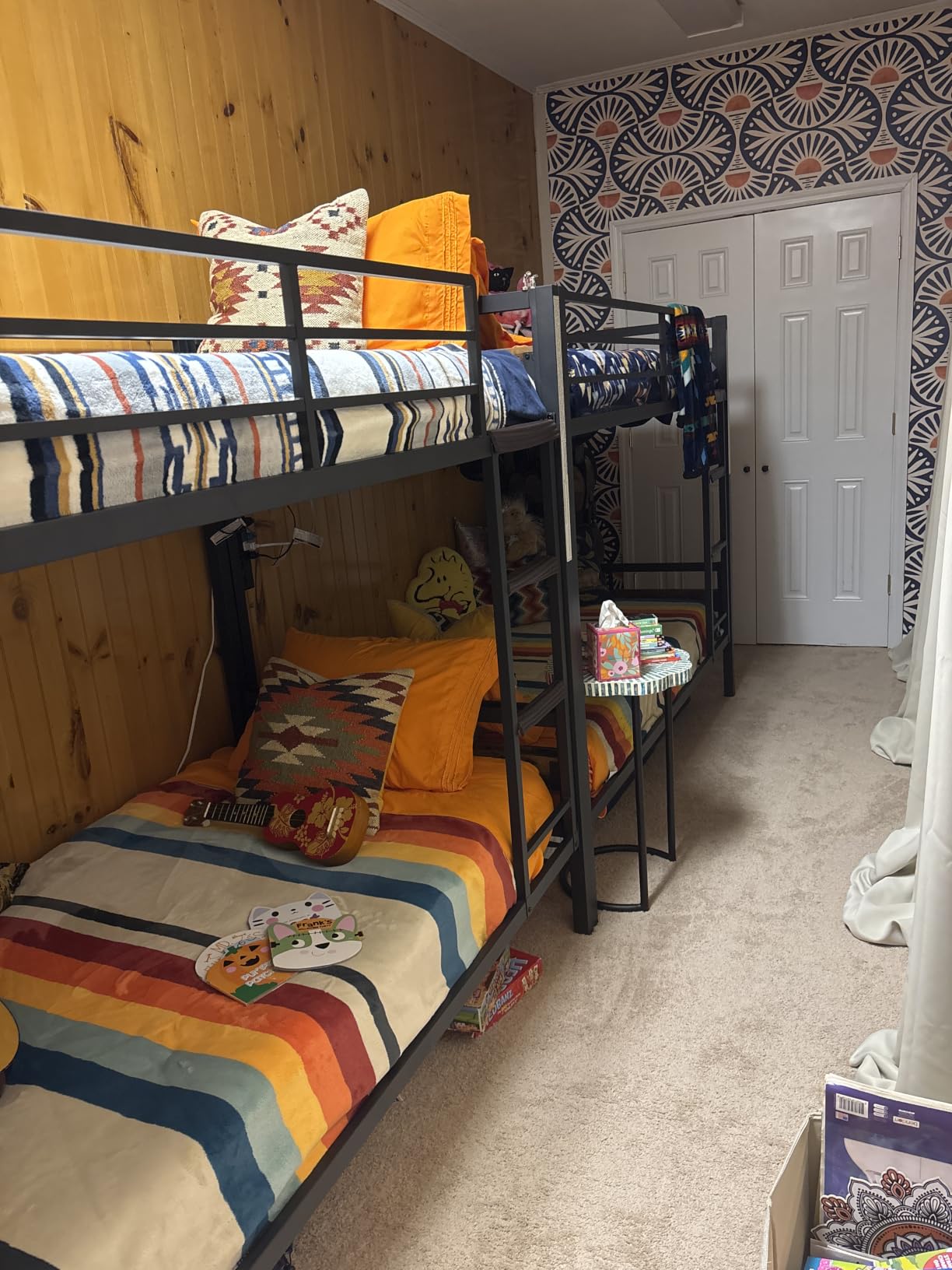 Feonase Metal Bunk Bed Twin Over Twin with Ladder and High Guardrail, Heavy-Duty Metal Slats Support, Noise Free, No Box Spring Needed, for Kids and Juniors, Black customer photo 1