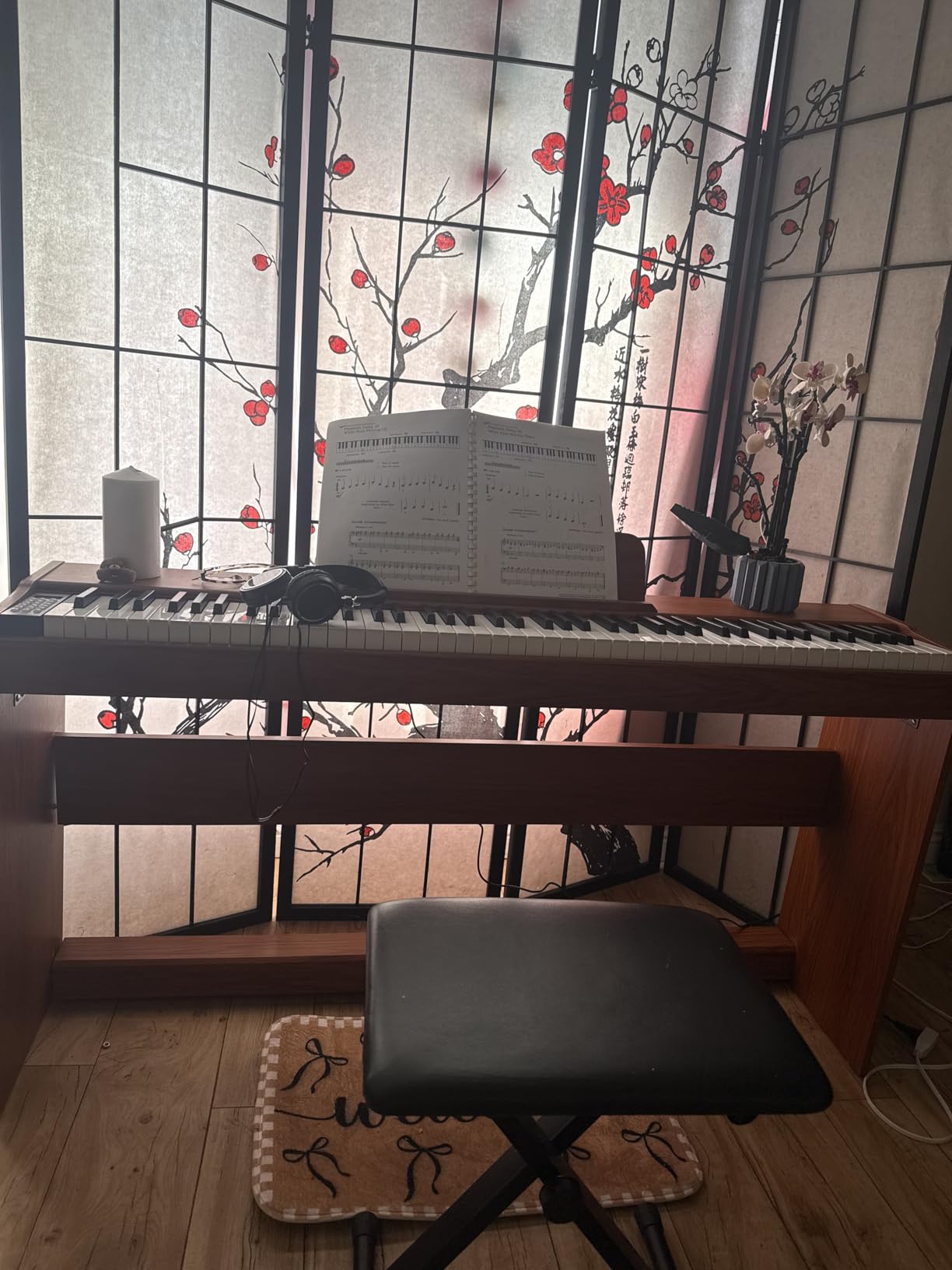 STRICH 88 Keys Digital Piano, Hammer-Action Fully Weighted Keyboard, Cover Designed Electric Piano Keyboard with Furniture Stand, Headphones, Three Pedal, Brown, SDP-400 customer photo 2