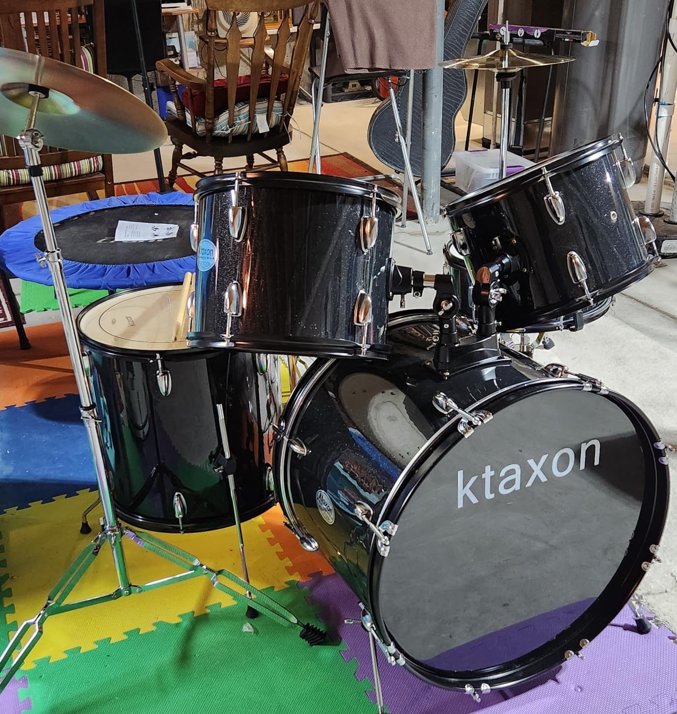 Ktaxon 22 Inch Drum Set Adult, 5-Piece Full Size Poplar Drumset, Champagne customer photo 1