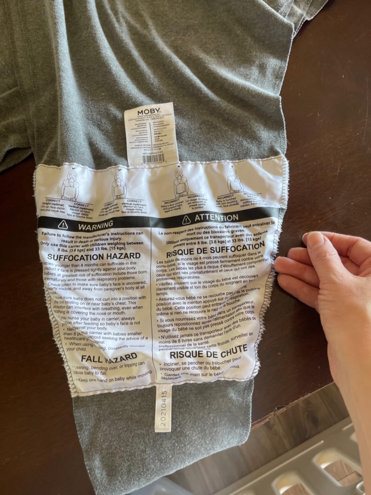 Moby Basics Baby Wrap Carrier for Newborns to Toddlers (8-33lbs), Infant Sling Carrier, Lightweight & Hands Free Design, Adjustable for All Body Types (Morning Dove) customer photo 1