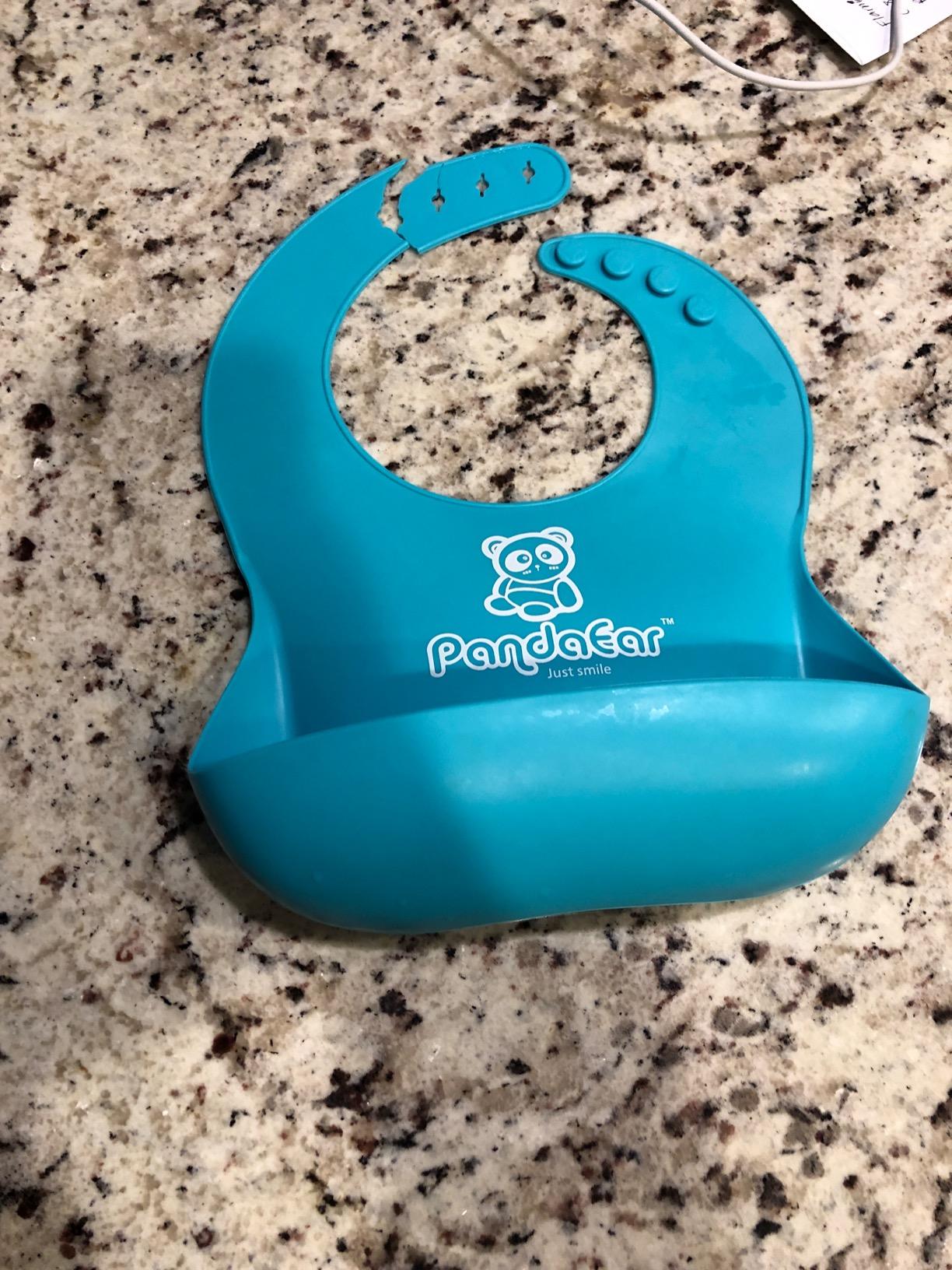 PandaEar 5 Pack Waterproof Silicone Baby Bibs| Super Thin Light Weight Feeding Bib with Food Catcher Pocket for Toddler customer photo 1
