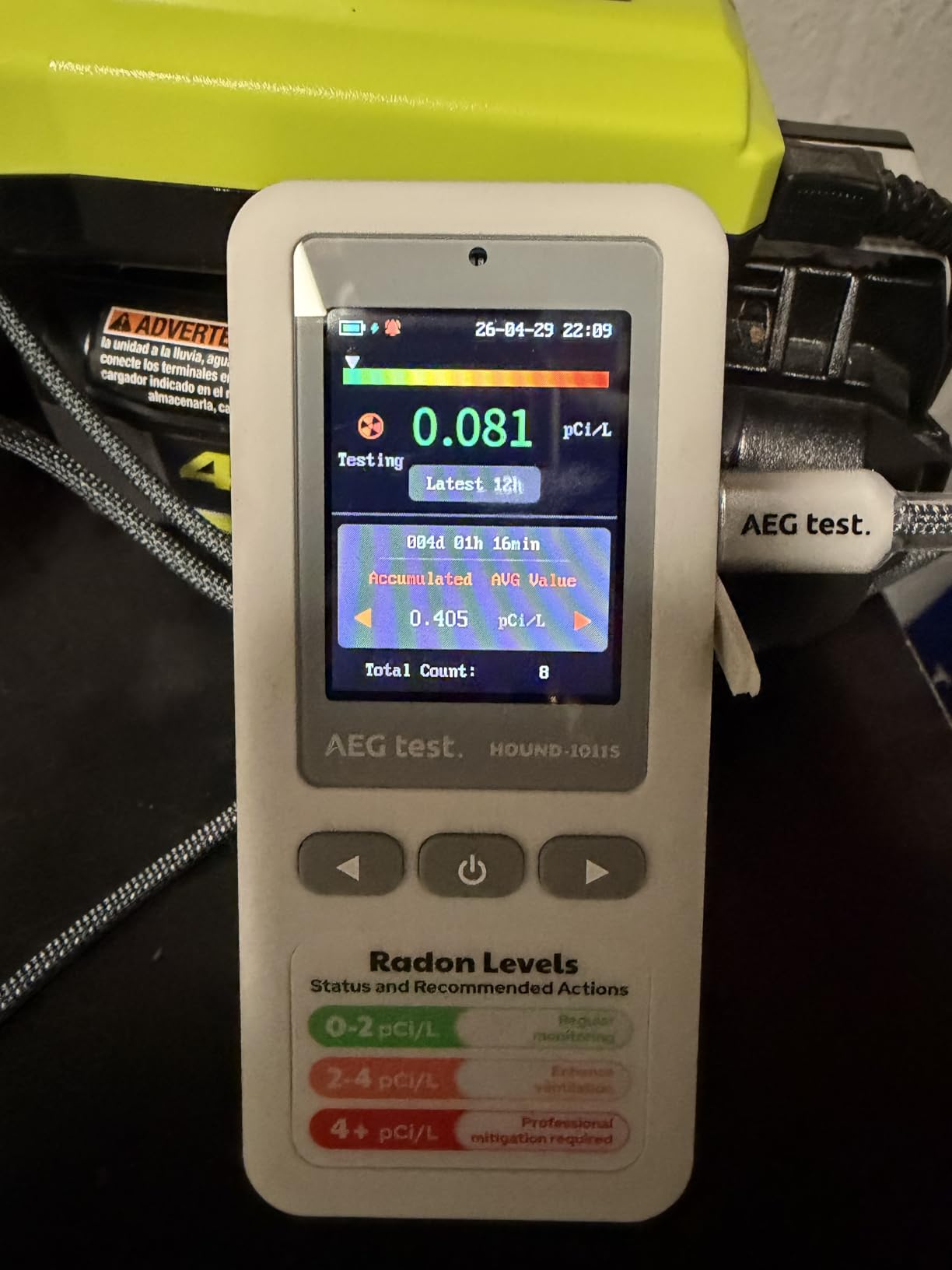 HOUND-1011S Portable Radon Detector, High-Accuracy Sensor for Home, Lightweight, Audible & Visual Alarms, Long-Term Monitoring, Easy-to-Use Radon Tester in pCi/L or Bq/m³ for Basement customer photo 1
