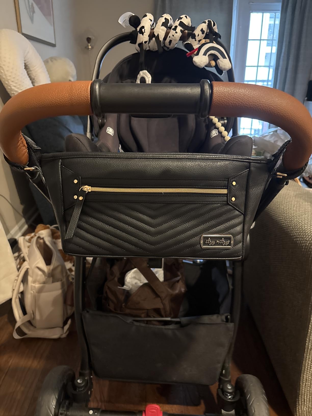 Itzy Ritzy Adjustable Stroller Caddy & Organizer Bag, Easy Attach (Saddle) customer photo 2
