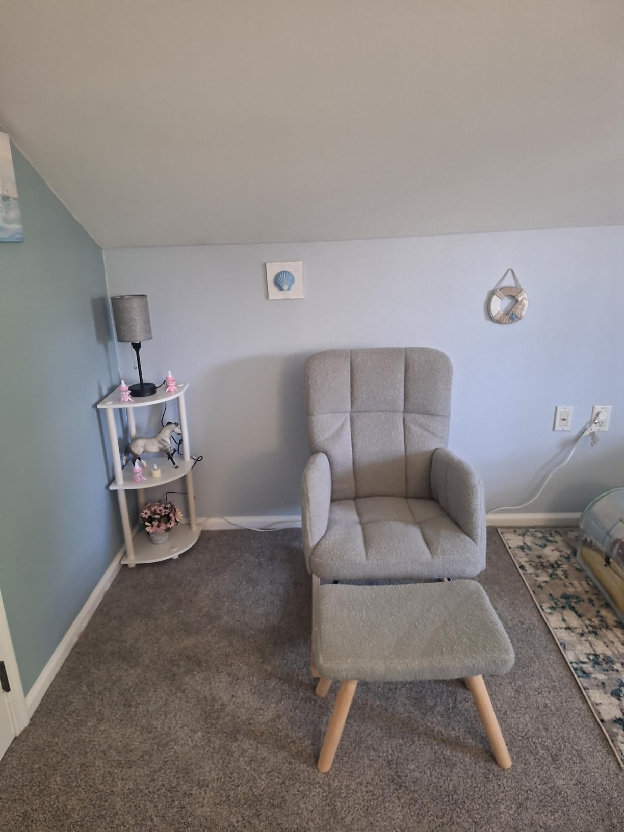 COMHOMA Nursery Rocking Chair with Ottoman,Teddy Upholstered Glider Rocker customer photo 2