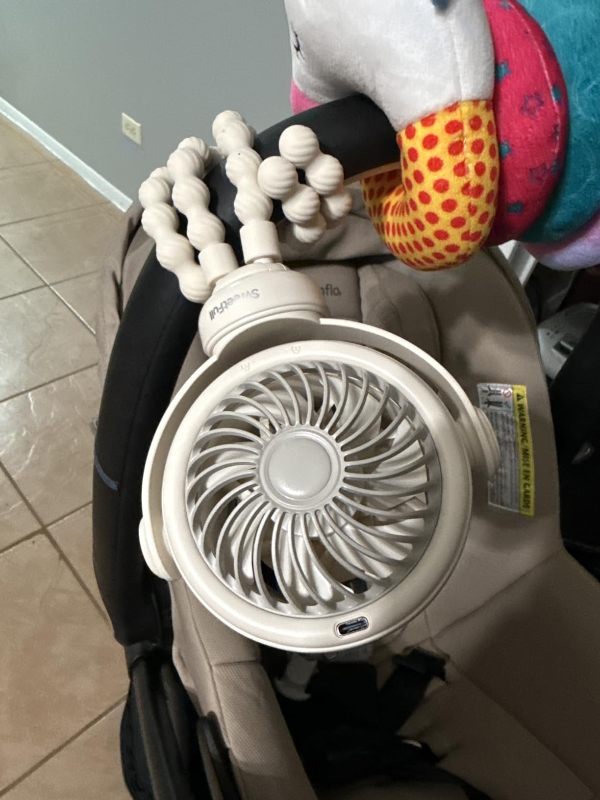 SWEETFULL Portable Stroller Fan, Pinch-Proof Baby Fan - Cream customer photo 2
