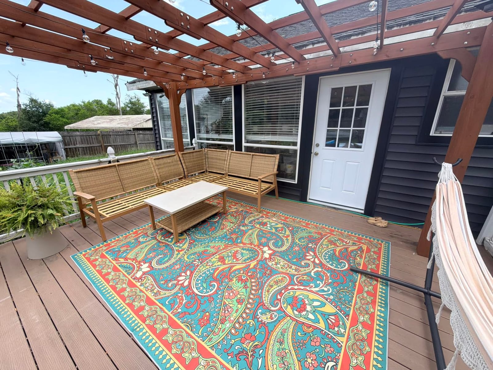 Yardenaler 10 x 14 FT Pergola, Cedar Wood Gazebo with Slatted Roof Trellis, Outdoor Garden Shelter with Stakes Included, Patio, Deck, Backyard, Lawn customer photo 1