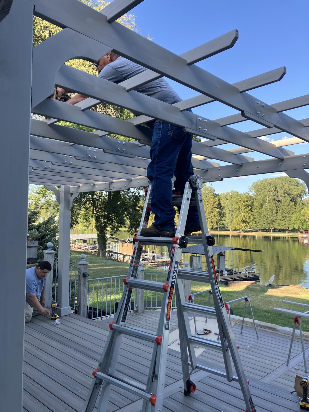 Yardenaler 10 x 14 FT Pergola, Cedar Wood Gazebo with Slatted Roof Trellis, Outdoor Garden Shelter with Stakes Included, Patio, Deck, Backyard, Lawn customer photo 2