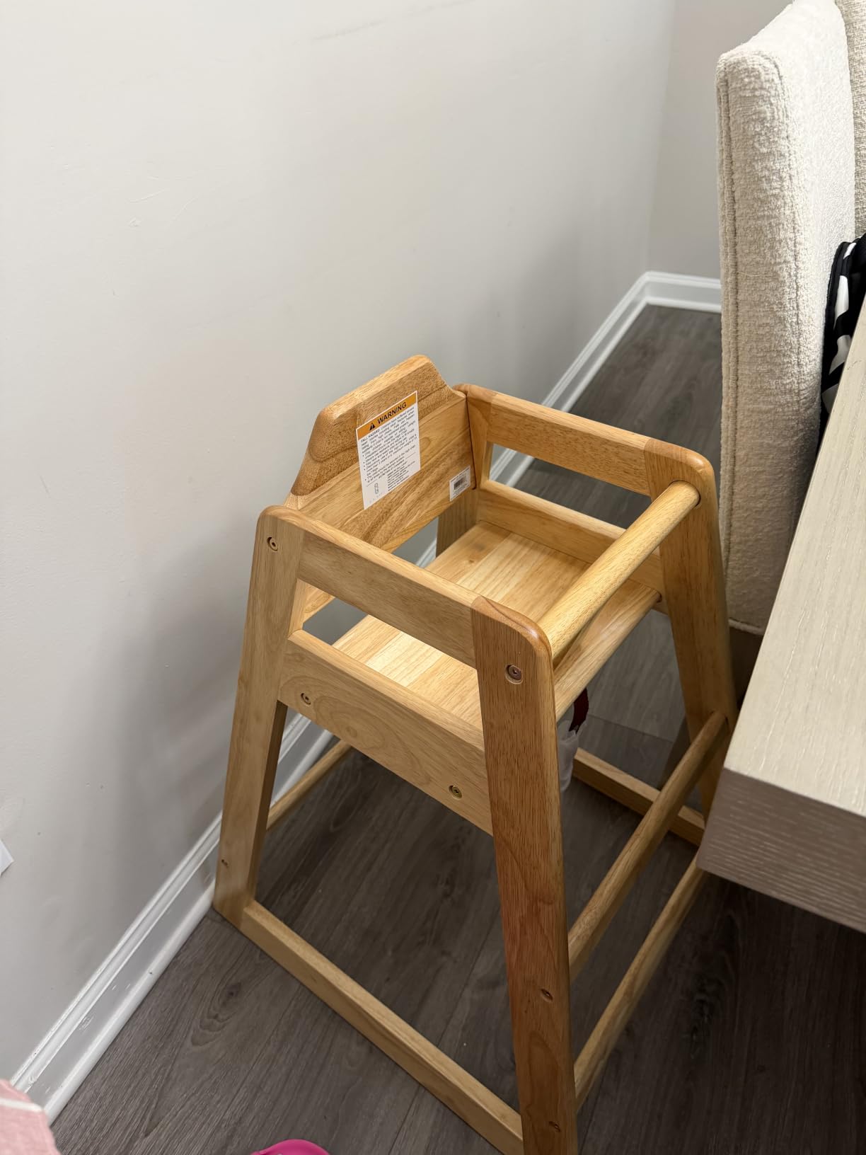 LA Baby Wooden High Chair - Restaurant Style Solid Wood Highchair for Babies and Toddlers - ASTM F404 Safety Certified - Stackable Design - Natural customer photo 1