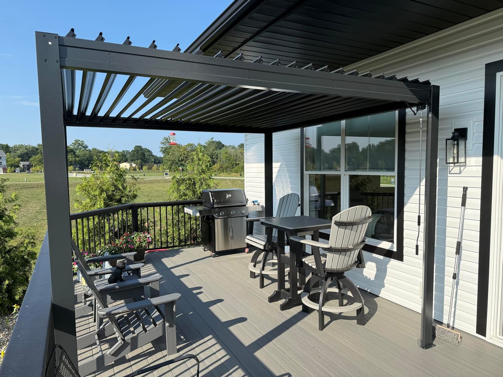 Domi Louvered Pergola 10x12, Outdoor Metal Pergola, Espresso Brown customer photo 1