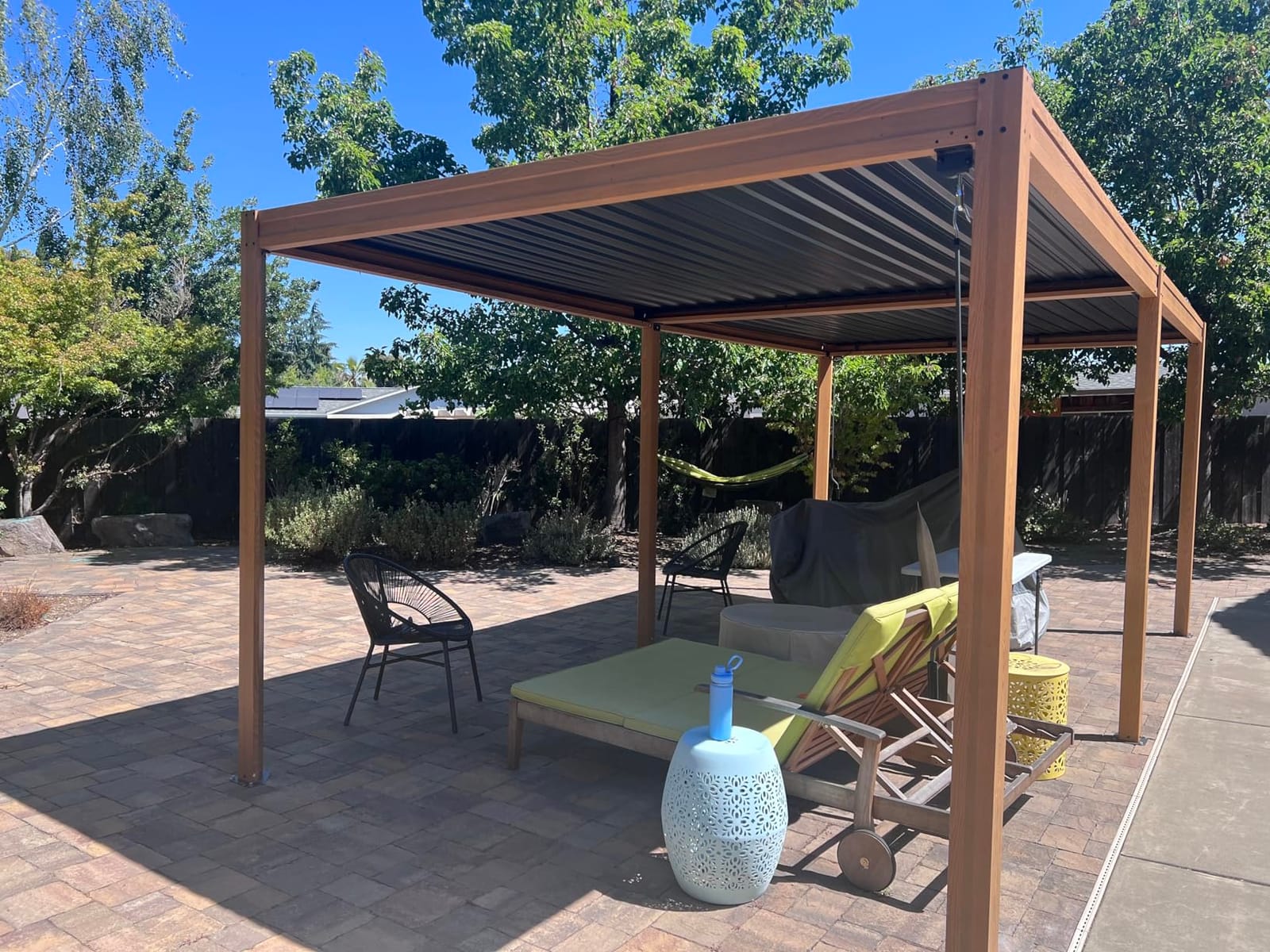 Domi Louvered Pergola 10x12, Outdoor Metal Pergola, Espresso Brown customer photo 2