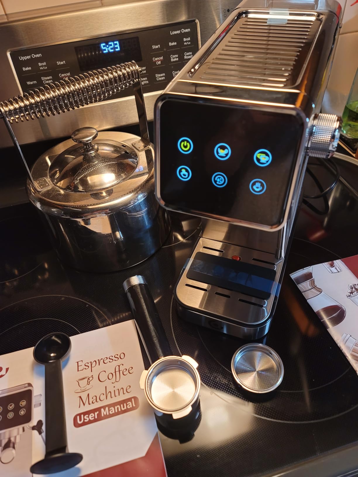 AMZCHEF Espresso Machine with Self-Cleaning, 20Bar Coffee Maker, Platinum customer photo 2