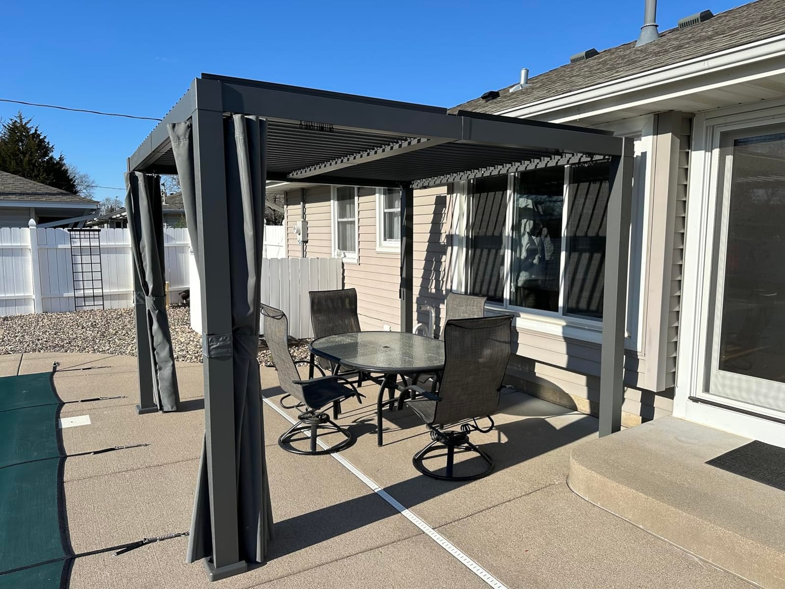 Aoxun Louvered Pergola 10x12 All-Aluminum, Waterproof Curtains and Netting customer photo 1