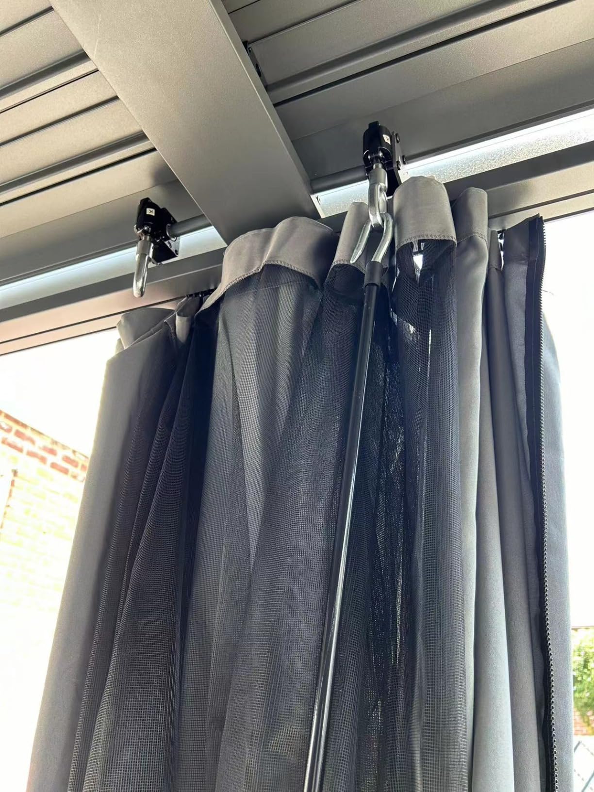 Aoxun Louvered Pergola 10x12 All-Aluminum, Waterproof Curtains and Netting customer photo 2